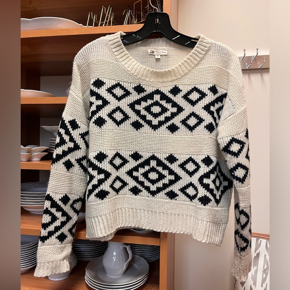 Cotton Candy knit black and white sweater, size S/M women’s
